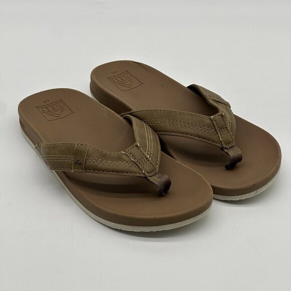 Reef Kids Cushion Phantom Brown Faux Leather Slip-on Thong Sandals Youth Size 4 - Picture 1 of 10